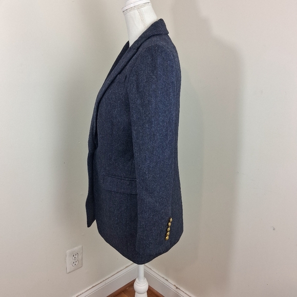 J.Crew Long Parke Blazer In Navy Herringbone English Wool Size 2 NWOT - Picture 6 of 10